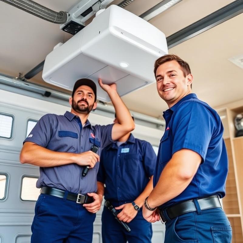 Seabrook Garage Doors professional team installing new garage door opener system